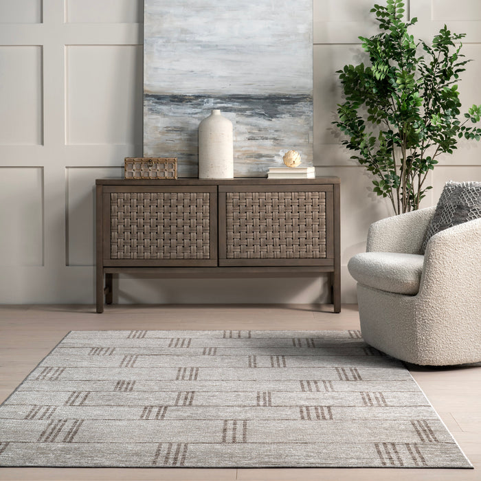 Beige Geometric Washable Area Rug for Home Decor