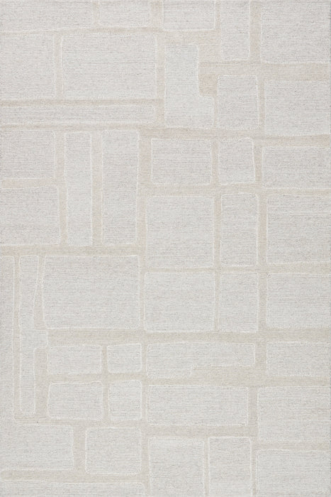 Beige Geometric Wool Area Rug 150 x 240 cm