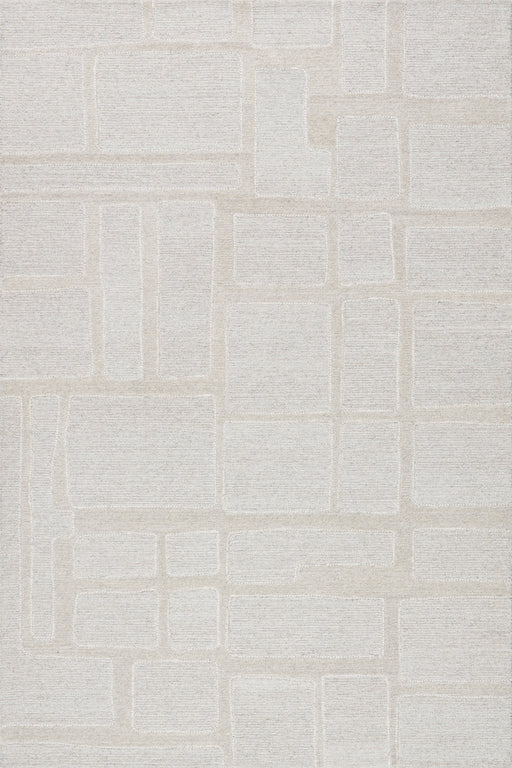 Beige Geometric Wool Area Rug 150 x 240 cm