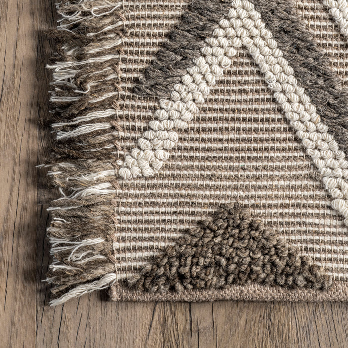 Beige Geometric Wool Area Rug 160x230 cm