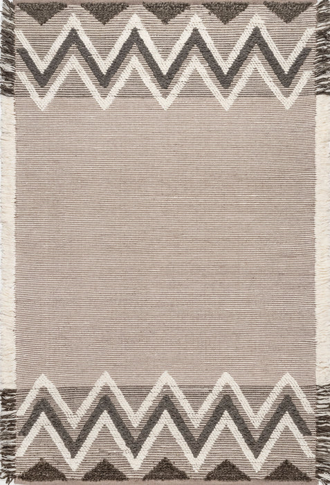 Beige Geometric Wool Area Rug 160x230 cm