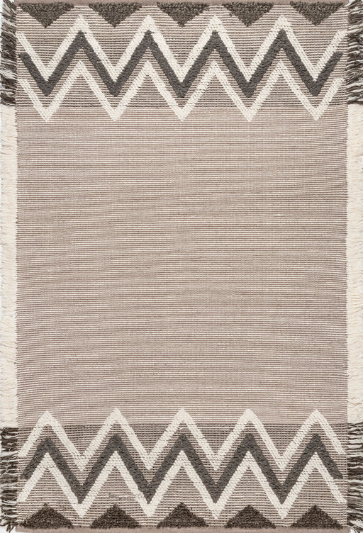 Beige Geometric Wool Area Rug 160x230 cm