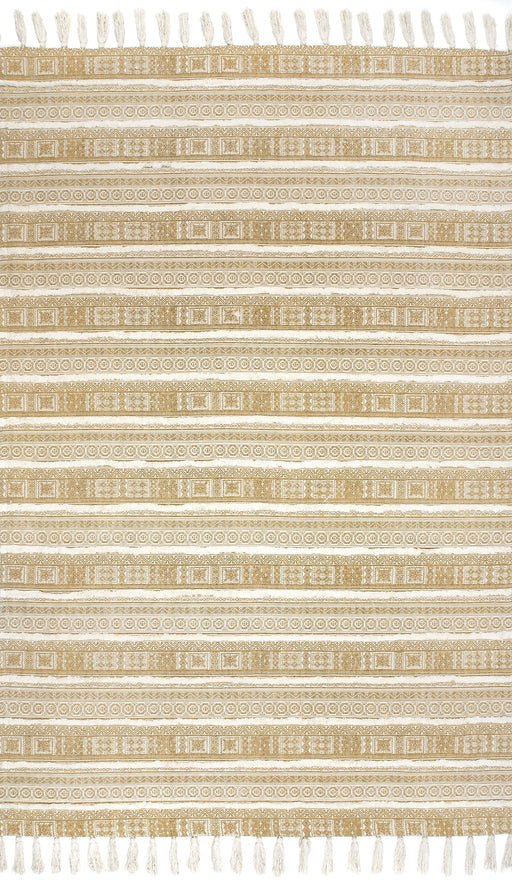 Beige Greek Stripes Cotton Area Rug 150x240 cm