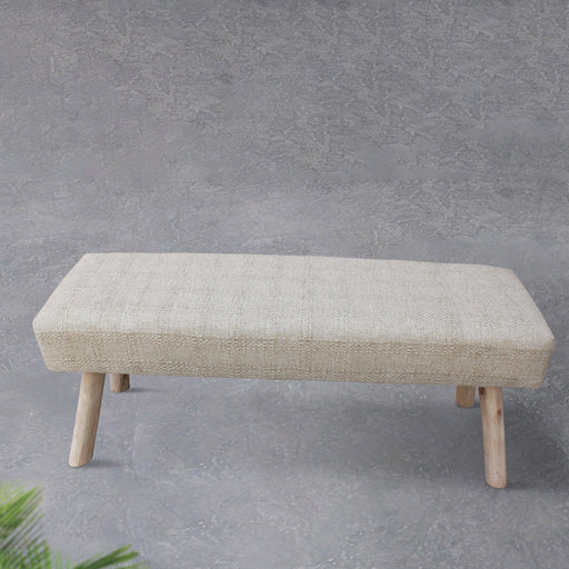 Beige Hand-Woven Linen Viscose Dining Bench