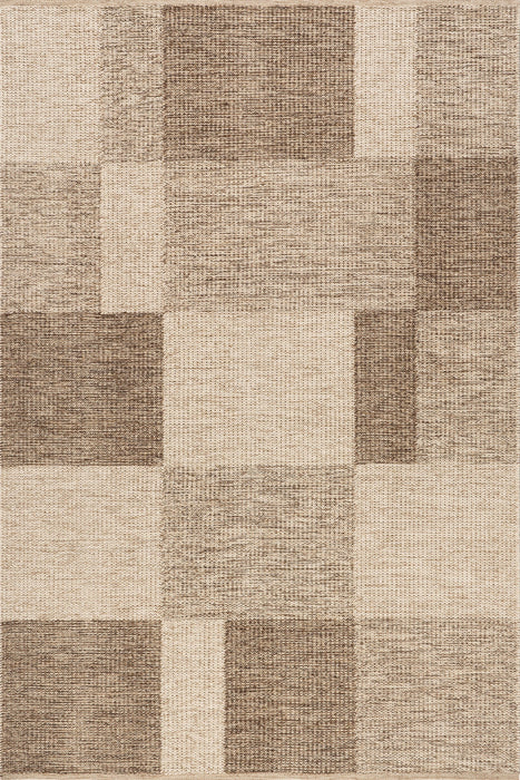 Beige Handmade Checkered Area Rug 160x230 cm