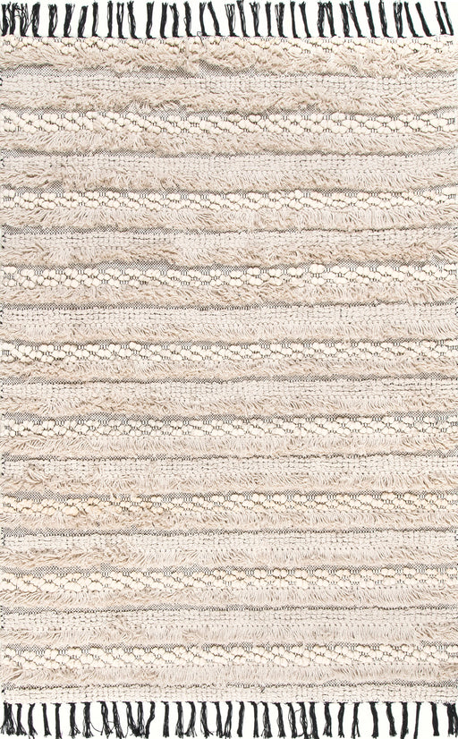 Beige käsintehty tupsualuematto 150x240 cm