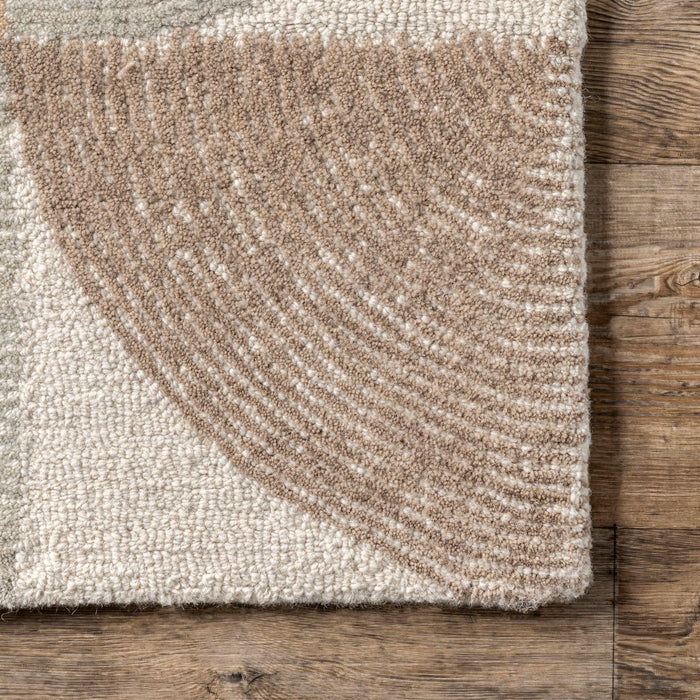 Beige Handmade Wool Area Rug for Modern Decor