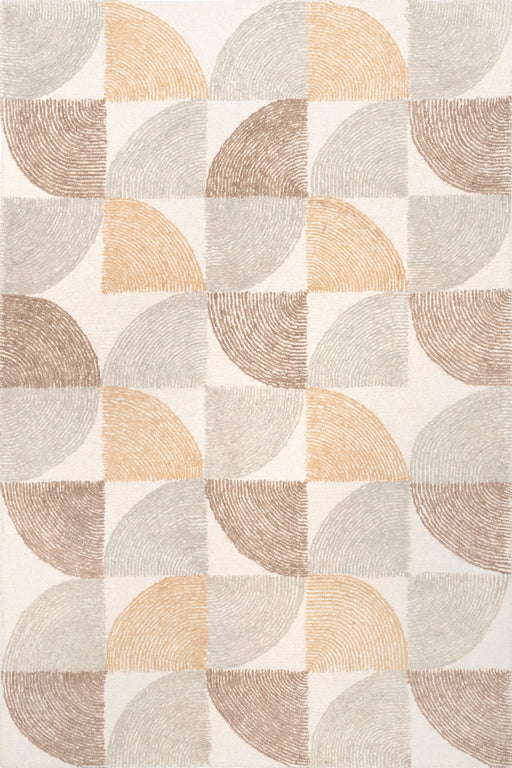 Beige Handmade Wool Area Rug for Modern Decor