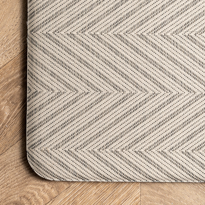 Beige Herringbone Anti-Fatigue Kitchen Mat 50x80 Centimeters