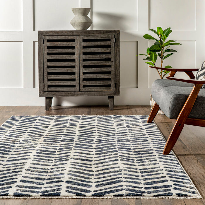 Beige Herringbone Area Rug 140x200 cm