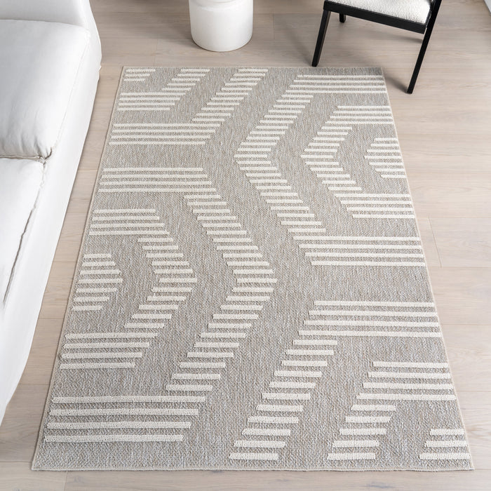 Beige Hexagon Washable Area Rug for Modern Spaces