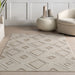 Beige High Low Diamond Indoor Outdoor Area Rug 152x244 cm