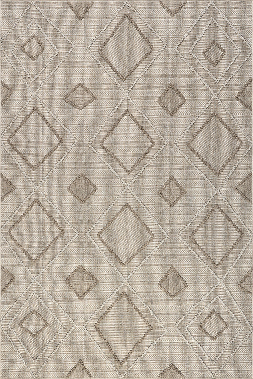 Beige High Low Diamond Indoor Outdoor Area Rug 152x244 cm