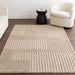 Beige High-Low Wool Cotton Area Rug 150x200 cm