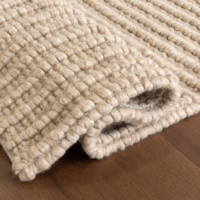 Beige High-Low Wool Cotton Area Rug 150x200 cm