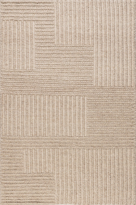 Beige High-Low Wool Cotton Area Rug 150x200 cm