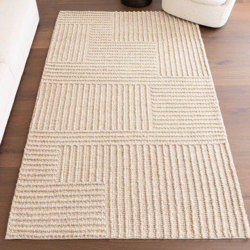 Beige High-Low Wool Cotton Area Rug 150x200 cm