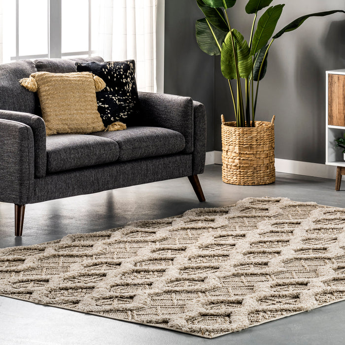 Beige Honeycomb Diamond Area Rug 120x180 cm