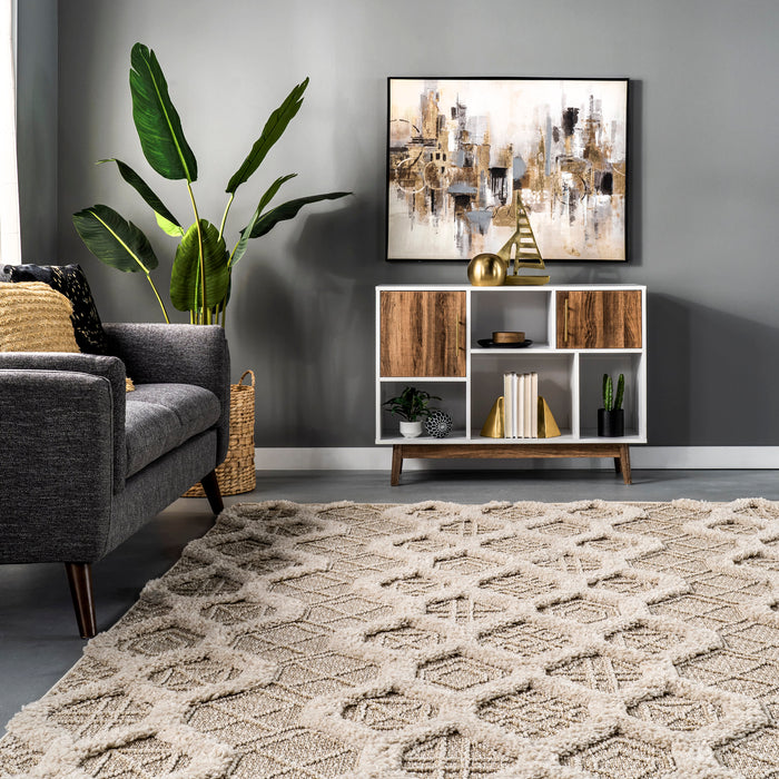 Beige Honeycomb Diamond Area Rug 120x180 cm