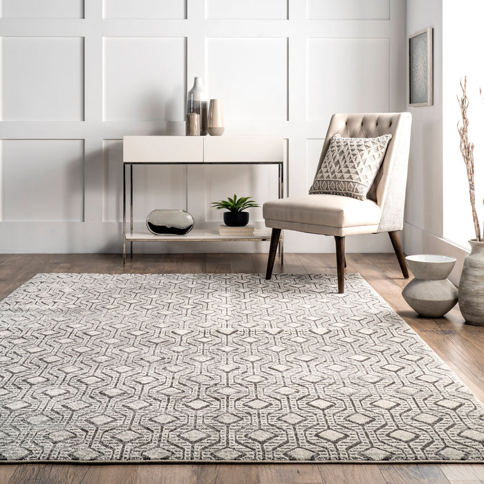 Beige Honeycomb Trellis Area Rug 150x240 cm