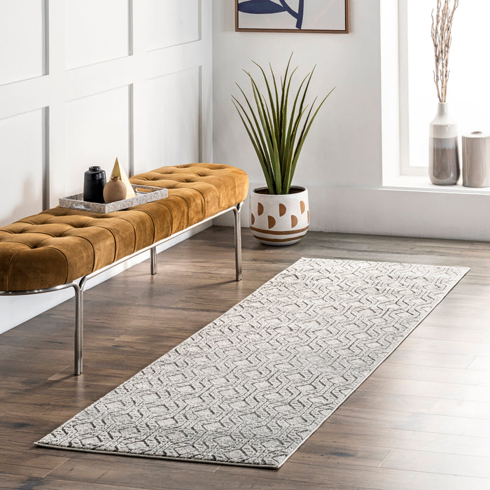 Beige Honeycomb Trellis Area Rug 150x240 cm