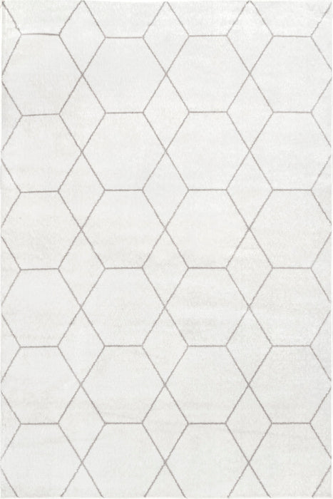 Beige Honeycomb Trellis Area Rug for Modern Decor