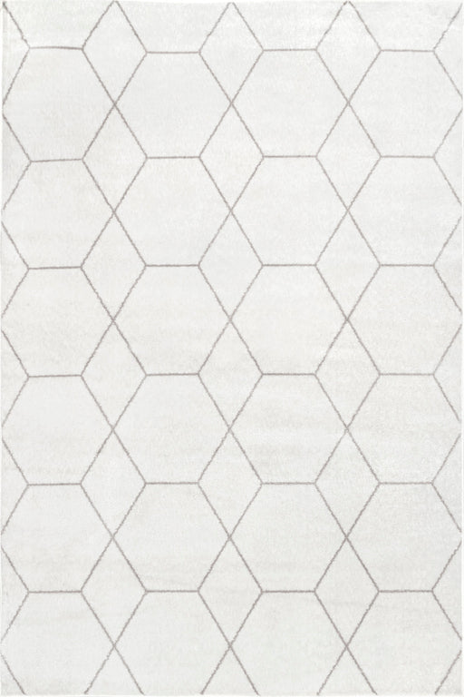 Beige Honeycomb Trellis Area Rug for Modern Decor