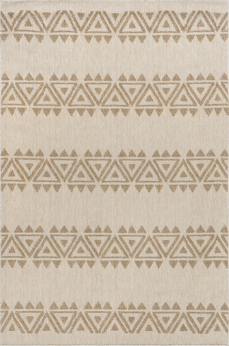 Beige Indoor Outdoor Banded Area Rug 60x90 cm