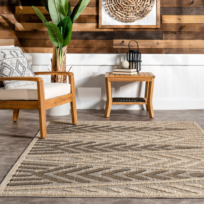 Beige Indoor Outdoor Waves Area Rug 160x230 cm