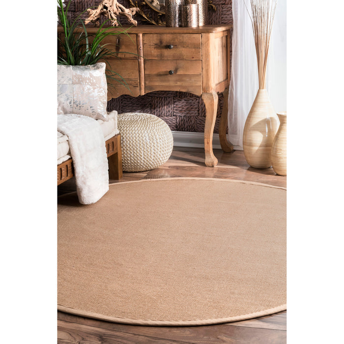 Beige Jute Area Rug with Rubber Backing