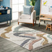 Beige Kids Area Rug With Retro Stripes For Playrooms