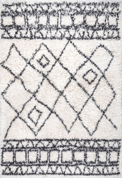 Beige Lattice Shag Area Rug for Luxurious Comfort