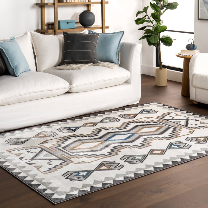 Beige Machine Washable Geometric Area Rug 150x240 cm