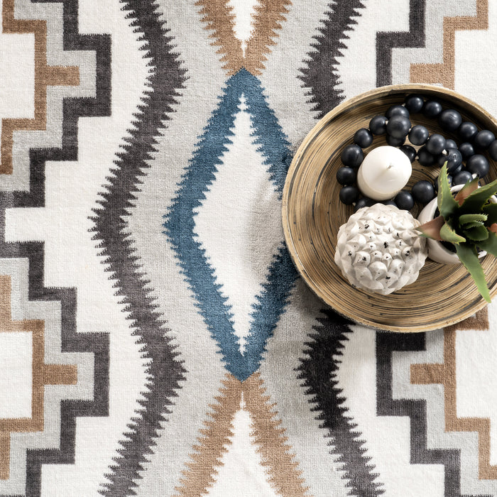 Beige Machine Washable Geometric Area Rug 150x240 cm