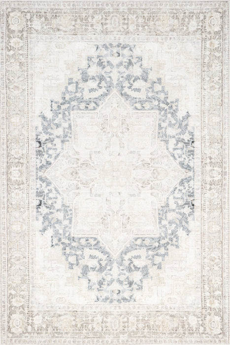 Beige Machine Washable Medallion Area Rug 100x150 cm