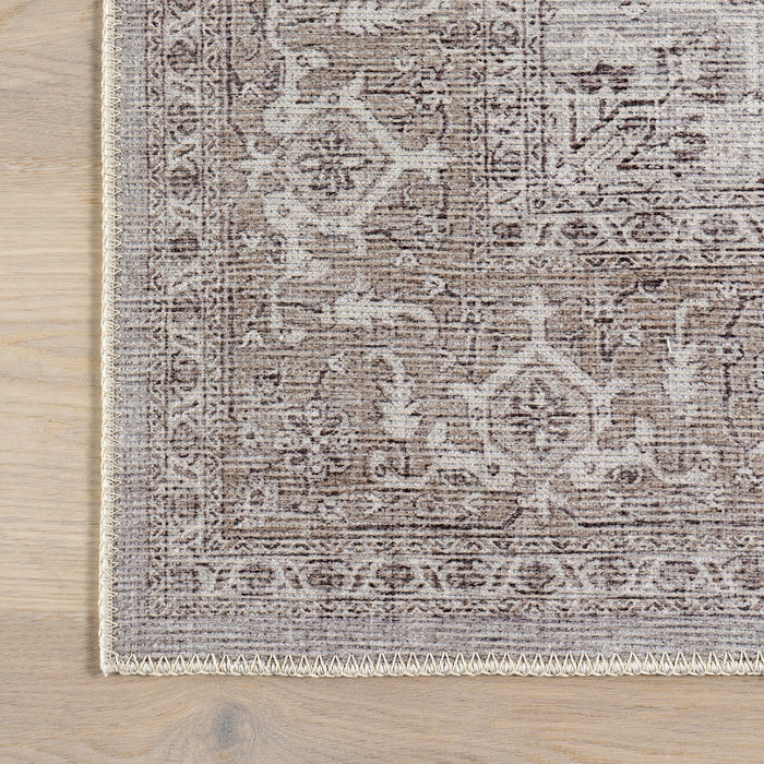 Beige Machine Washable Medallion Area Rug 160x230 cm