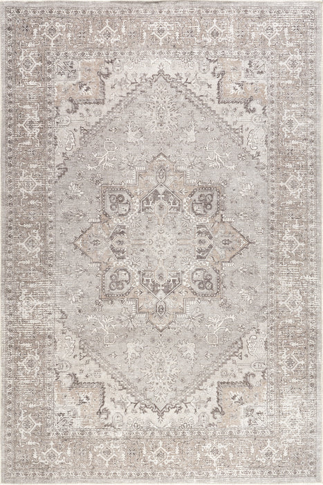 Beige Machine Washable Medallion Area Rug 160x230 cm