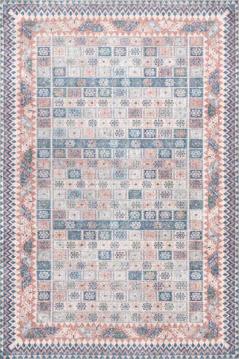 Beige Machine Washable Tiled Area Rug 120x180 cm