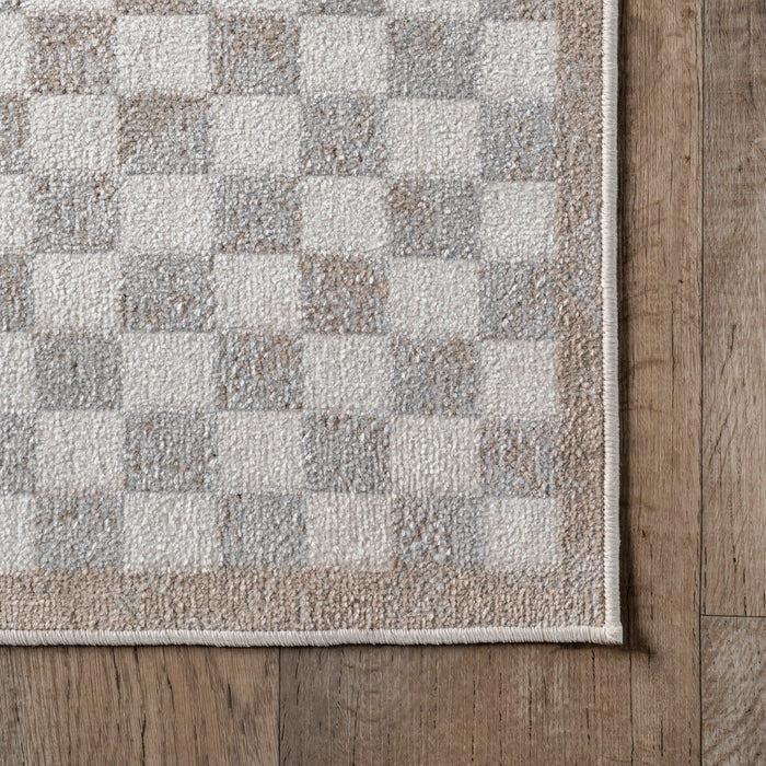 Beige Machine Washable Tiled Area Rug 50 x 80 cm