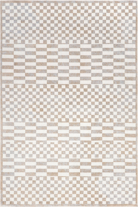 Beige Machine Washable Tiled Area Rug 50 x 80 cm