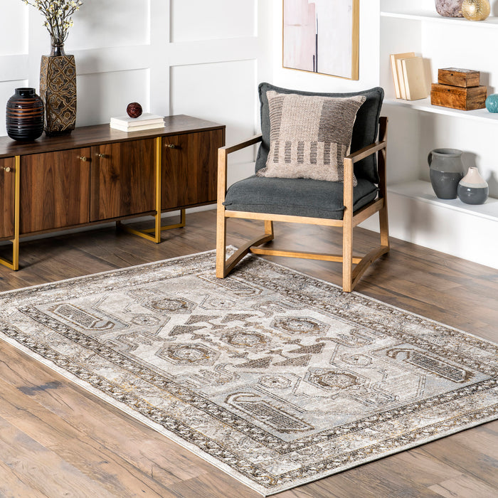 Beige Machine Washable Vintage Area Rug 160x230 cm