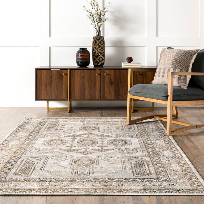 Beige Machine Washable Vintage Area Rug 160x230 cm