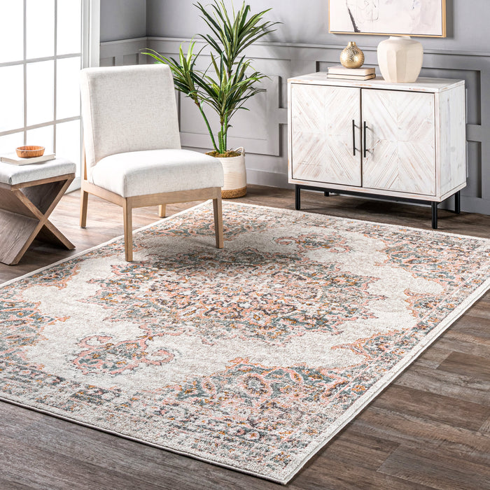 Beige Medallion Area Rug 140x200 cm