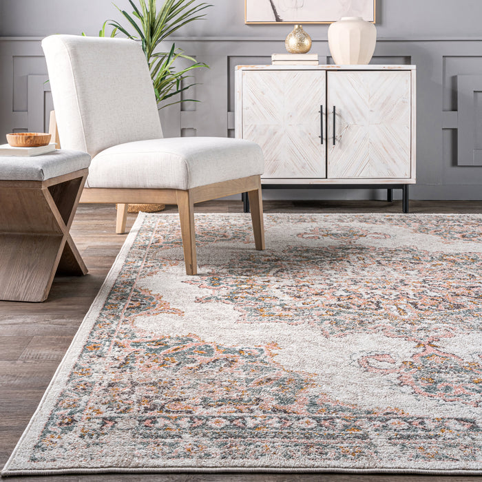 Beige Medallion Area Rug 140x200 cm