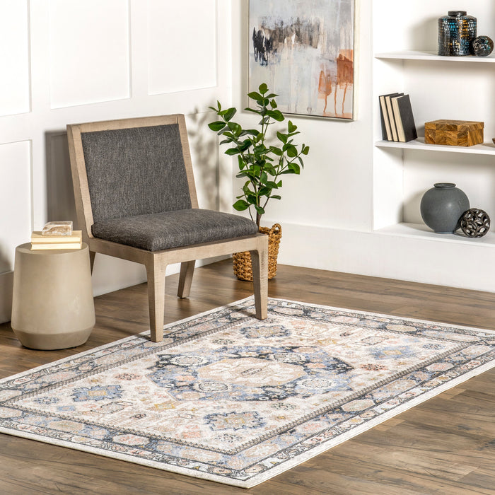 Beige Medallion Area Rug 50x80 Centimeters Washable