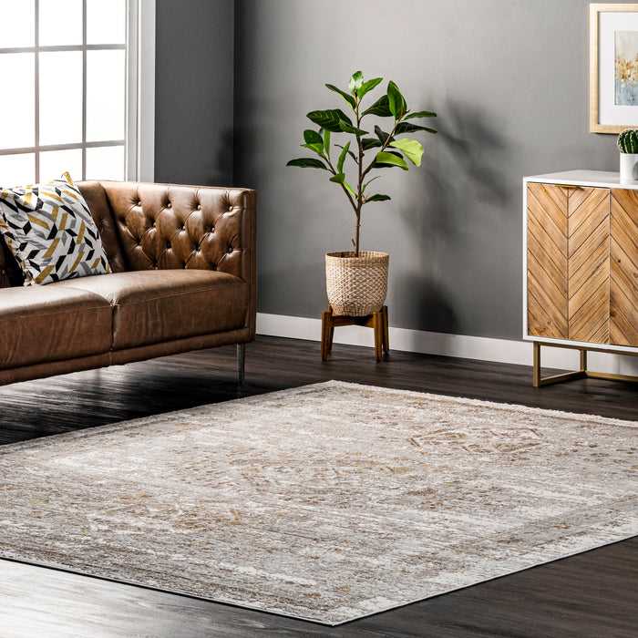 Beige Medallion Area Rug for High Traffic Spaces