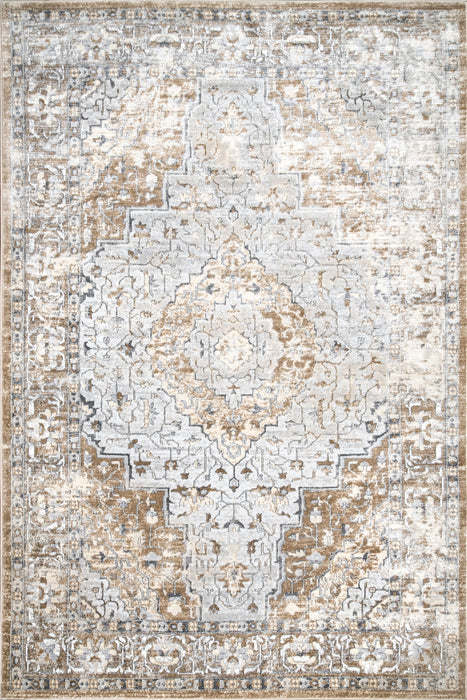 Beige Medallion Area Rug for Home Decor