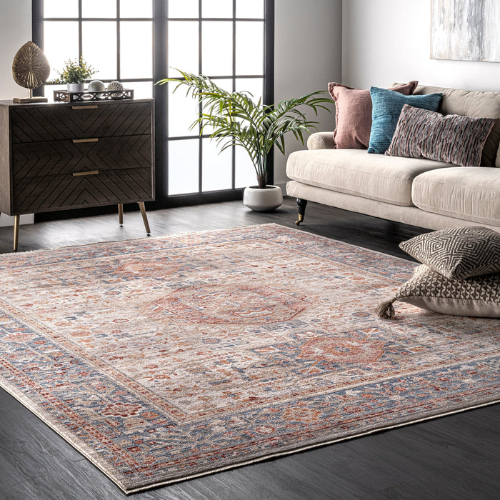 Beige Medallion Area Rug for Living Room and Bedroom