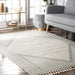 Beige medaillon-vloerkleed met kwastjes 120x180 cm