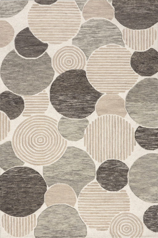 Beige Modern Geometric Wool Tufted Area Rug